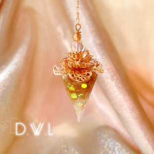 灵摆黄水晶聚财天然金属树脂蝴蝶女项链吊坠饰品套装 原创新手