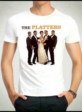 THE PLATTERS T-shirt 白色短袖 经典乐队 五黑宝 T恤 新款