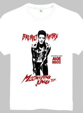 Bruno Mars T-shirt 布鲁诺 马尔斯 T恤 白色 短袖美国歌手 T恤