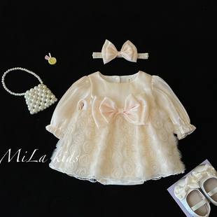 婴儿公主裙春装女宝宝高端连衣裙小月龄百天周岁生日礼服包屁裙子