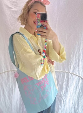 日单卡通ip立体印花帆布单肩包有轻微瑕疵介意wu拍