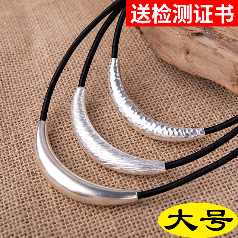 手工银925纯银项链项圈大号弯管路路通女颈链日韩版时尚个性银饰