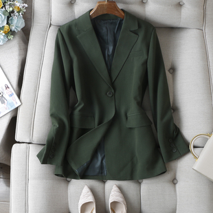 西装 显瘦长袖 外套秋女 T调橄榄绿色微廓形显瘦两粒扣修身 衬肤显白