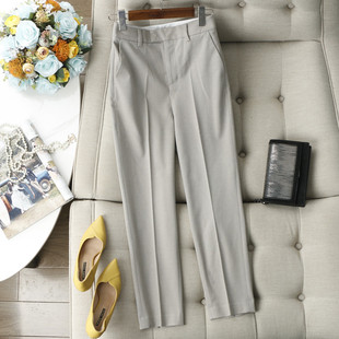 女秋冬 直筒裤 匠心通勤 立体显瘦中缝线高腰含羊毛9分锥形烟管西裤