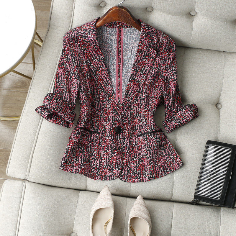 浪漫气息浓郁~日式唯美碎花 滚边条镶边修身五分袖短款西装外套女,女装/女士精品,西装,淘宝优惠券,粉丝福利购,淘宝优惠卷