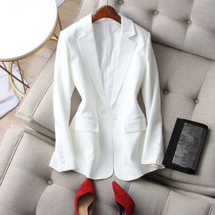 西装 通勤基础黑白色系垂感面料显瘦一粒扣长袖 外套 OL炼成记 时尚