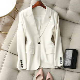 篙级感炸街 外套女 气质米白色客供面料垂挺抗皱垫肩微阔通勤西装