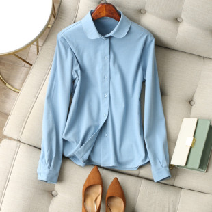 直筒纯色衬衫 质感磨毛微羊绒羊毛长袖 女春秋新 气质百搭 JI简有范