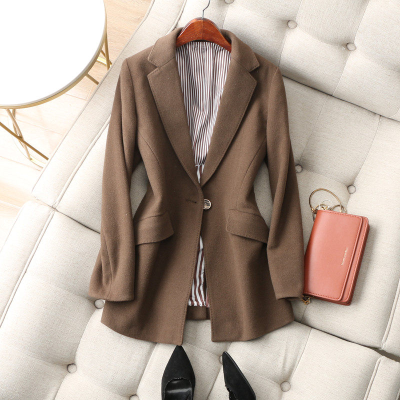 无法拒绝高阶一粒扣毛呢西装外套