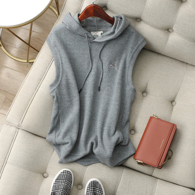 飞鹰刺绣连帽套头卫衣式马甲背心