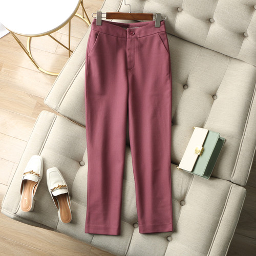 通勤休闲中腰西裤斜纹九分锥形裤