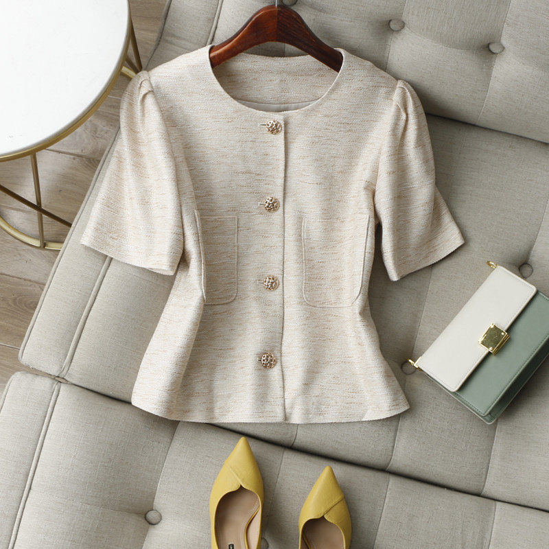 飒美篙颜值～法式复古别致金属扣 嵌银丝圆领小香风短开衫外套女,女装/女士精品,短外套,淘宝优惠券,粉丝福利购,淘宝优惠卷