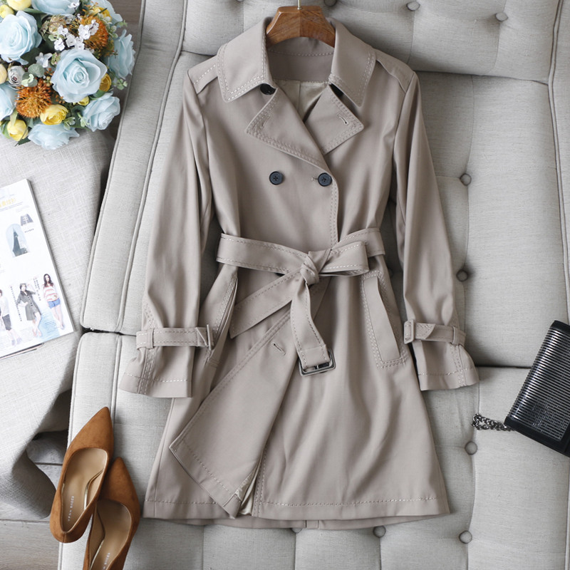 气场女王！西装翻领轻盈肌理不易皱双排扣系腰带中长款风衣外套,女装/女士精品,风衣,淘宝优惠券,粉丝福利购,淘宝优惠卷