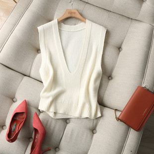 叠穿心机王！ 优雅气质百搭深V领小宽松显瘦羊毛针织马甲背心上衣