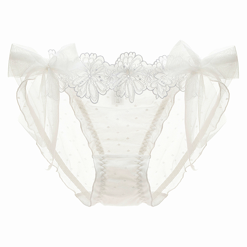 日系重工刺绣大花朵纯洁三角内裤