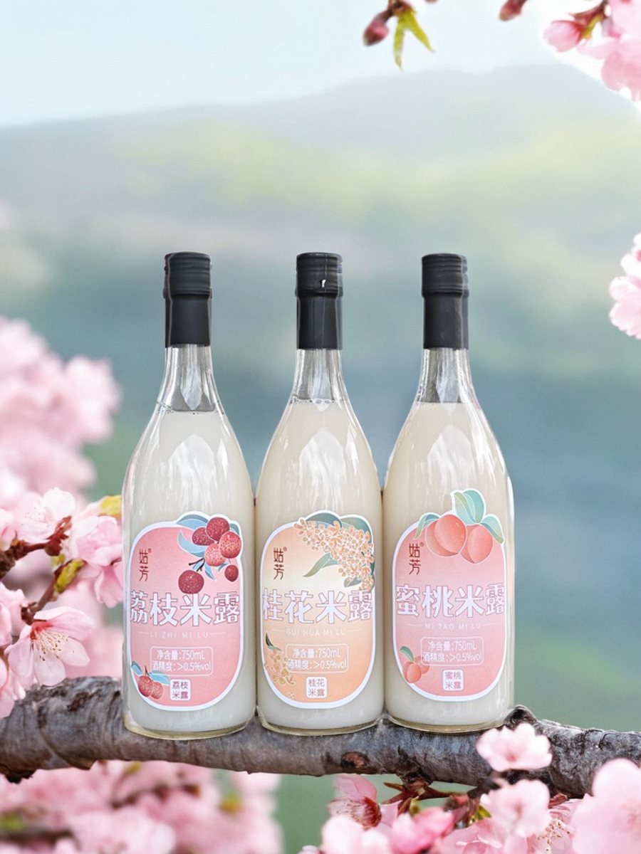 姑芳米酒米露 桂花/水蜜桃 醪糟 甜酒酿糯米饮料低度女士酒瓶装