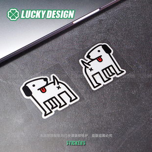 lucky良运车贴 可爱白色小狗小号个性卡通汽车车窗反光防水贴纸