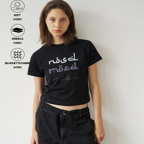 NOSD by BUllSHITLAB 运动系列 女装短款正肩LOGO短袖T恤
