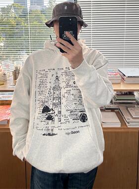 NOSD by BUllSHITLAB 24FW 音乐系列 520克抓绒做旧插画连帽卫衣