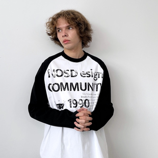 NOSD (by BUllSHITLAB) 25FW 基础系列“斑驳字体”插肩袖长袖Tee