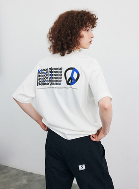BUllSHITLAB(BSL) 废话实验室  SS23“和平”标语印花宽松短袖T恤