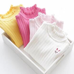 女童全棉线衫加绒纯棉毛衣套头针织衫秋冬童装加厚宝宝棉线打底衫