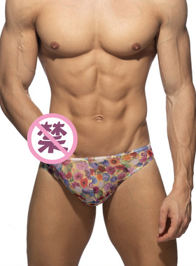 ADDICTED 性感透视纱网印花男士三角内裤U凸囊袋低腰透气 AD1373