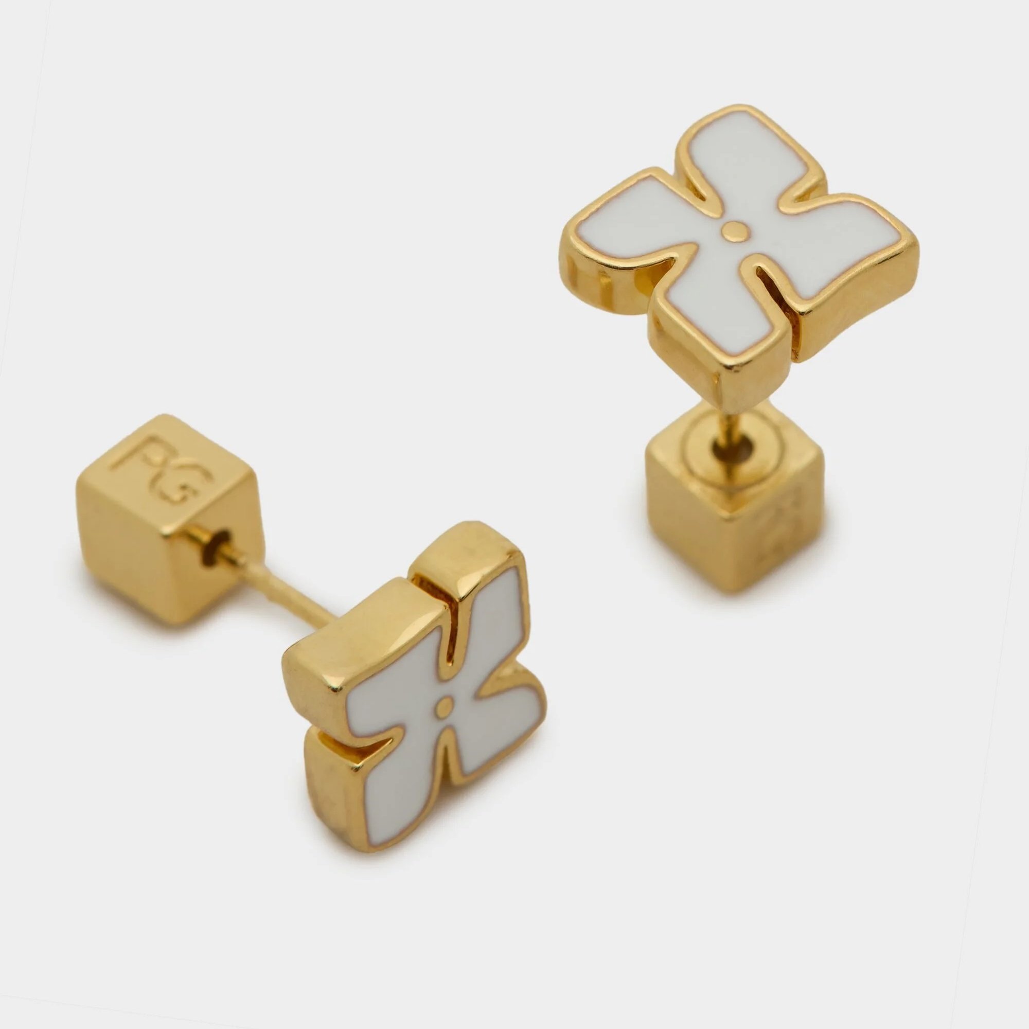 西班牙小众潮牌PG立方体花朵耳钉