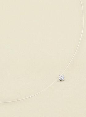 西班牙AGATHA瑷嘉莎隐形鱼线幸运四叶花项链精致闪钻人鱼泪锁骨链