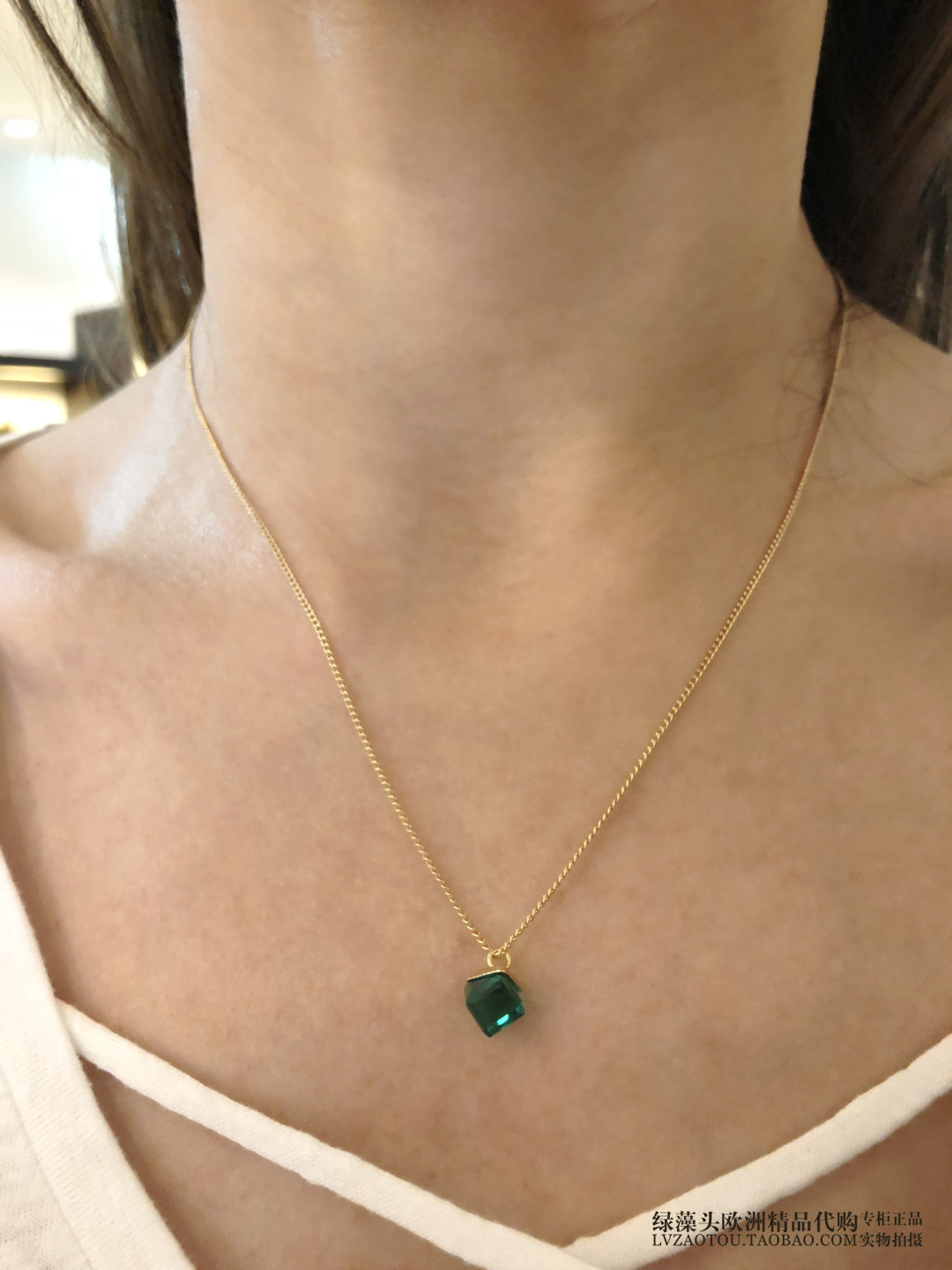 PG西班牙时尚潮牌立方体水晶项链