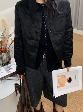 高端欧货女装2025冬季新款翻领长袖单排扣百搭羽绒服女89133