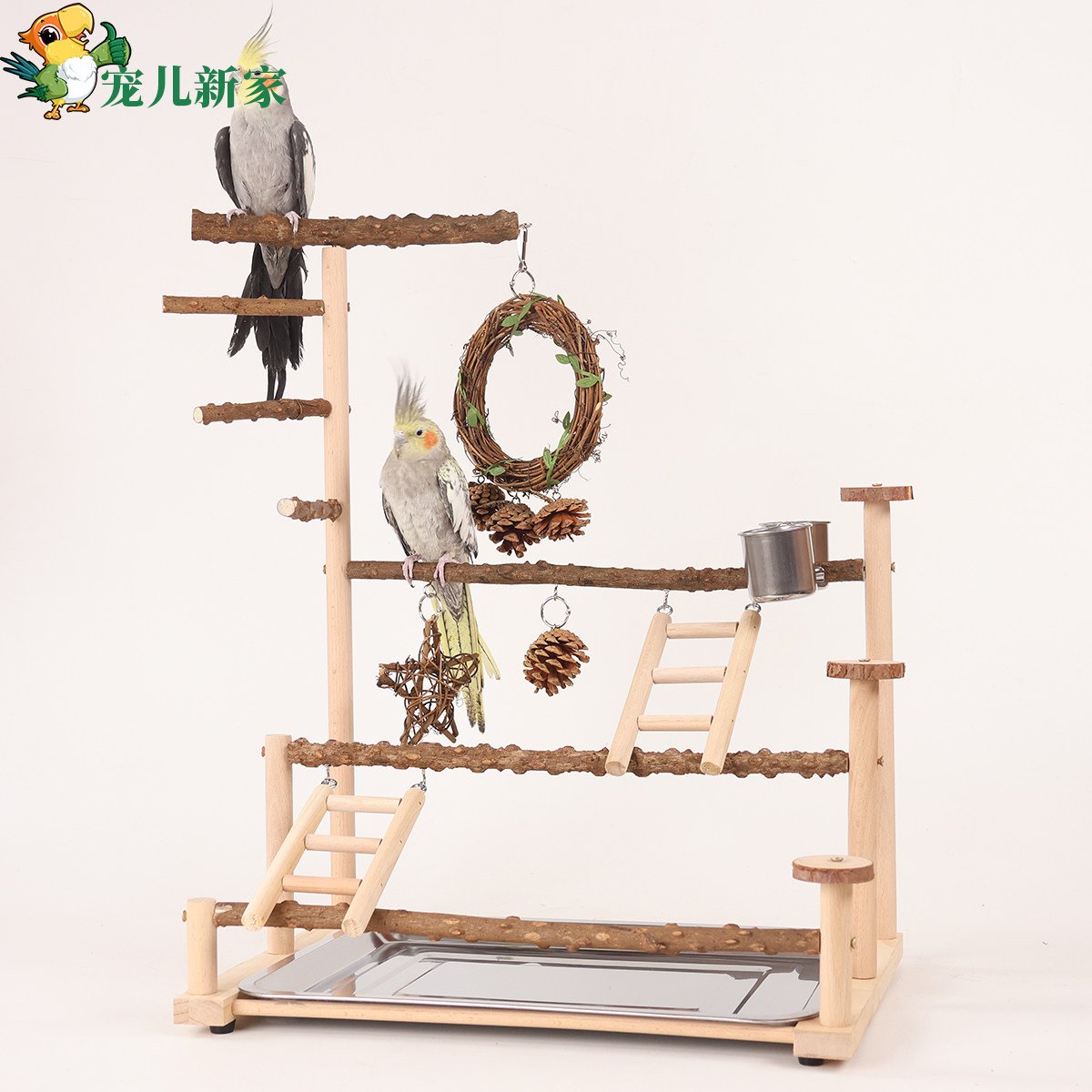 花椒木鹦鹉站架攀爬架鹦鹉秋千爬梯鹦鹉玩具解闷自嗨牡丹鸟玩具,宠物/宠物食品及用品,鸟玩具,淘宝优惠券,粉丝福利购,淘宝优惠卷