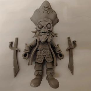 3D打印万圣节双刀海盗骷髅海盗加勒比海盗手办玩具模型摆件