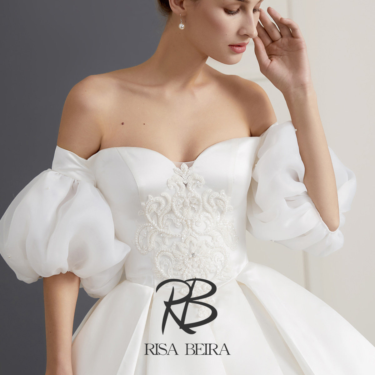 RISA Original designer<End dream> 2019 Off Shoulder Satin Embroidery princess puff sleeve Skirt Wedding dressin the Women's clothing/Boutique , Wedding/Cheongsam/Formal dress , Wedding  category - from Buy2taobao.com to provide professional Taobao agent buy service