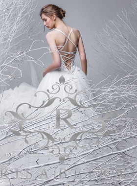 RISA设计师原创《芭蕾》白色吊带露背简约蕾丝珍珠蓬蓬裙婚纱礼服