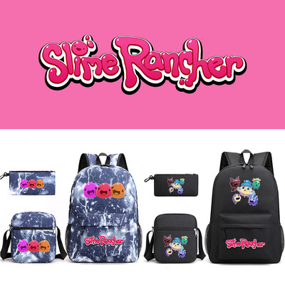Slime Rancher史莱姆三件套书包休闲双肩包男女学生背包印花户外