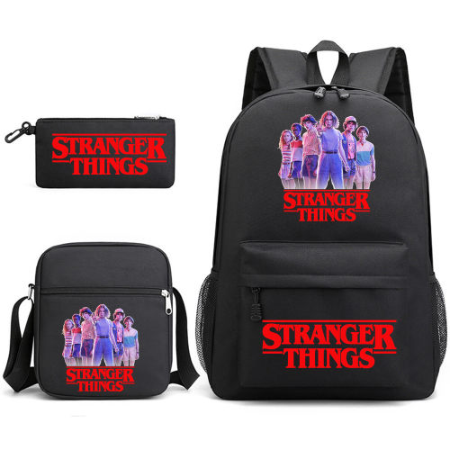 怪奇物语Stranger Things书包双肩背包外贸三件套帆布包斜跨包