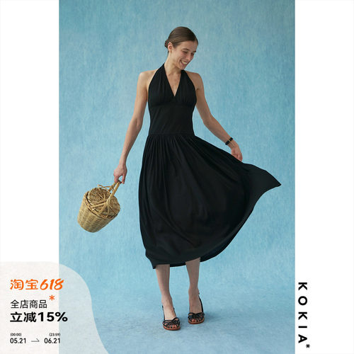 KOKIA露背小黑裙连衣裙