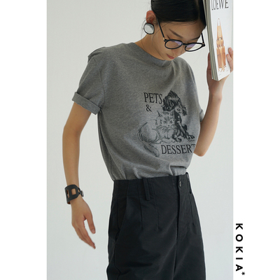 KOKIA双纱平纹棉动物图案T恤