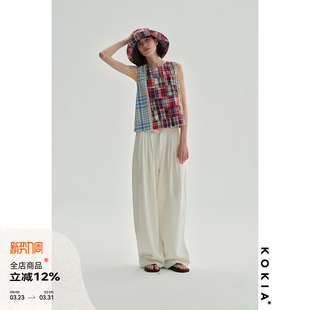 上衣 圆领无袖 KOKIA= 蕾丝撞色纯手工拼接百家布Madras匠人补丁