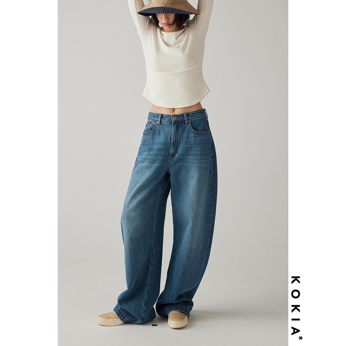 KOKIA宽松香蕉廓形牛仔长裤
