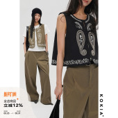 KOKIA现货明星同款 进口高品质天丝棉重工刺绣佩斯利西部马甲两色