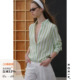 法式 时髦宽松廓形衬衫 慵懒 清爽宽条纹 两色 麻感肌理 KOKIA现货