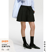 肌理麻纺 俏皮lady 半松紧腰大褶裥阔腿西装 KOKIA现货 短裤 两色