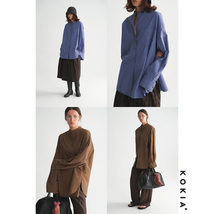 极简廓形宽松纯棉衬衫 KOKIA现货 纯手工日晒云朵触感双层立领经典