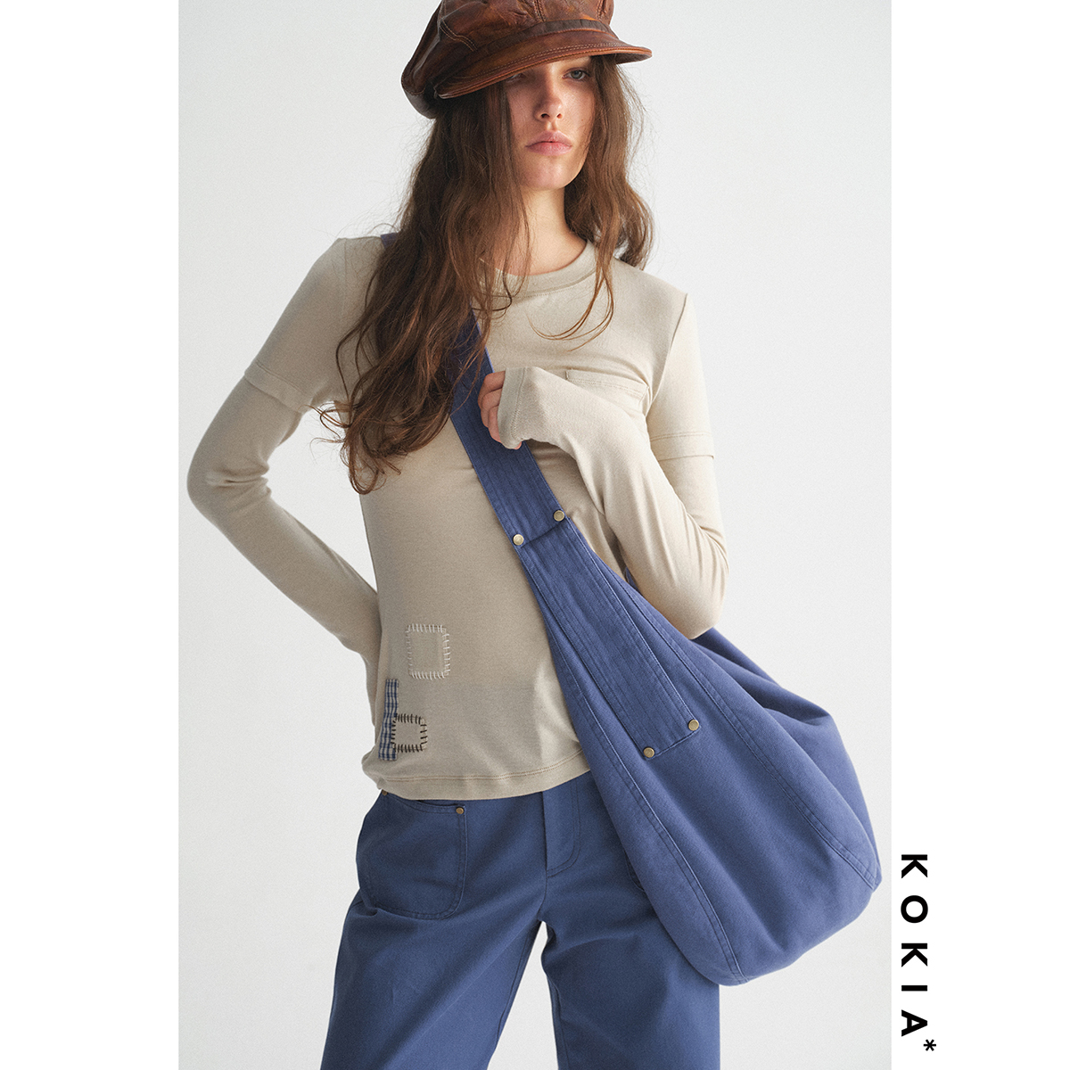 KOKIA定染法工蓝纯斜挎包