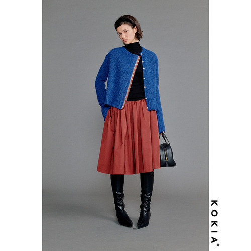 KOKIA斜门襟排扣针织开衫