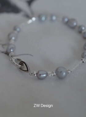 新品灰色银河小众天然淡水巴洛克珍珠手链精致奢侈感复古搭扣高级