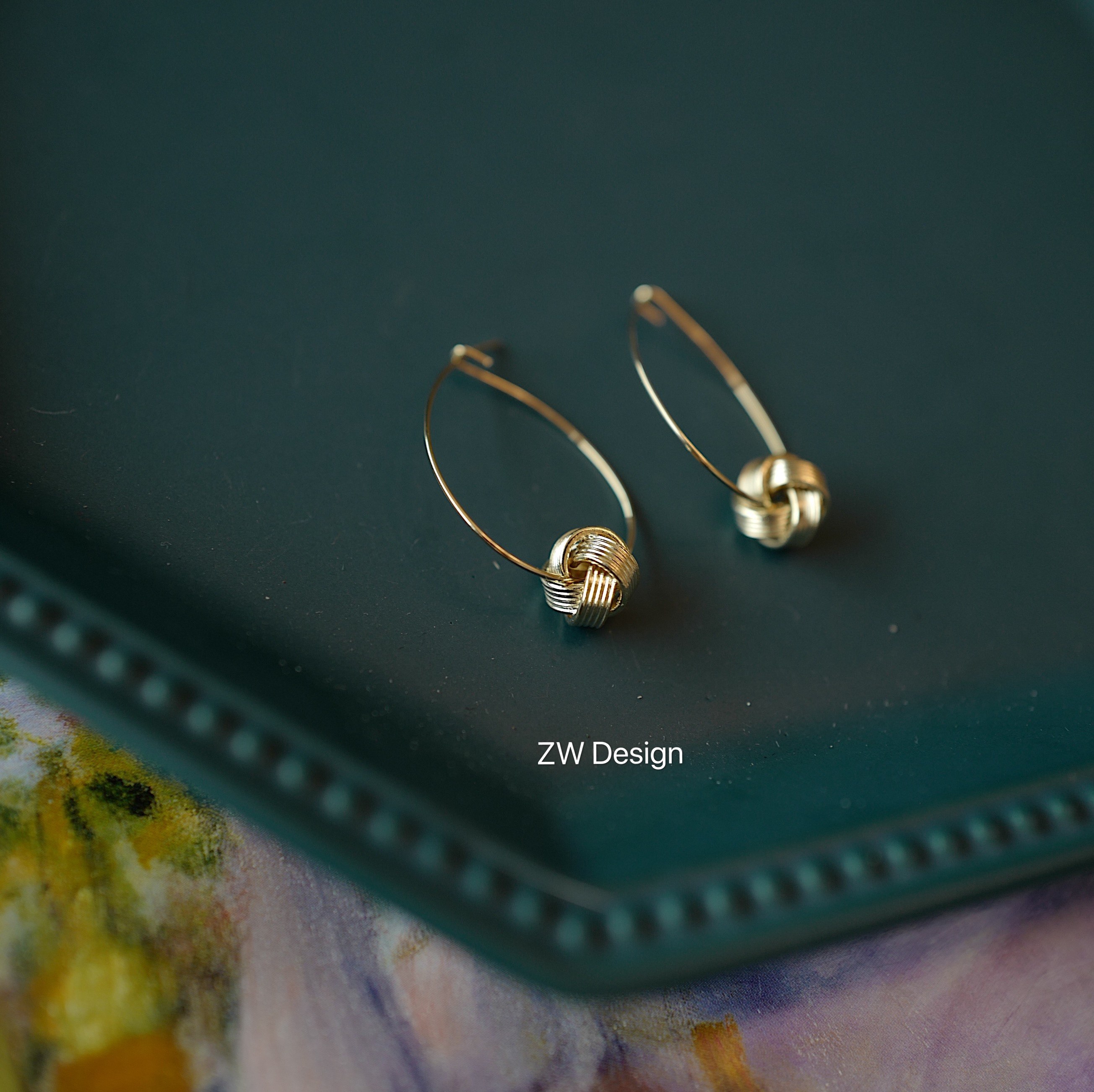 简约风小结扣耳环日本优雅金属风