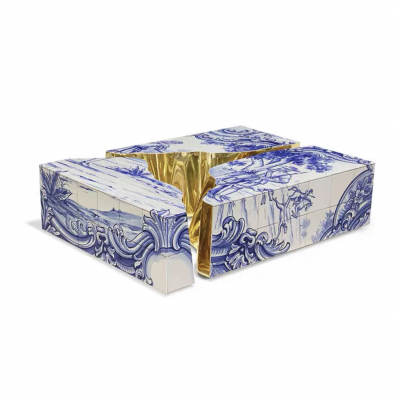 意式轻奢高级彩绘大理石茶几客厅家用现代简约设计师款茶几